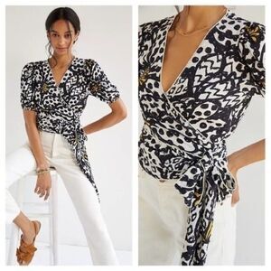 ANTHROPOLOGIE FARM RIO Floral Wrap Blouse in Assorted